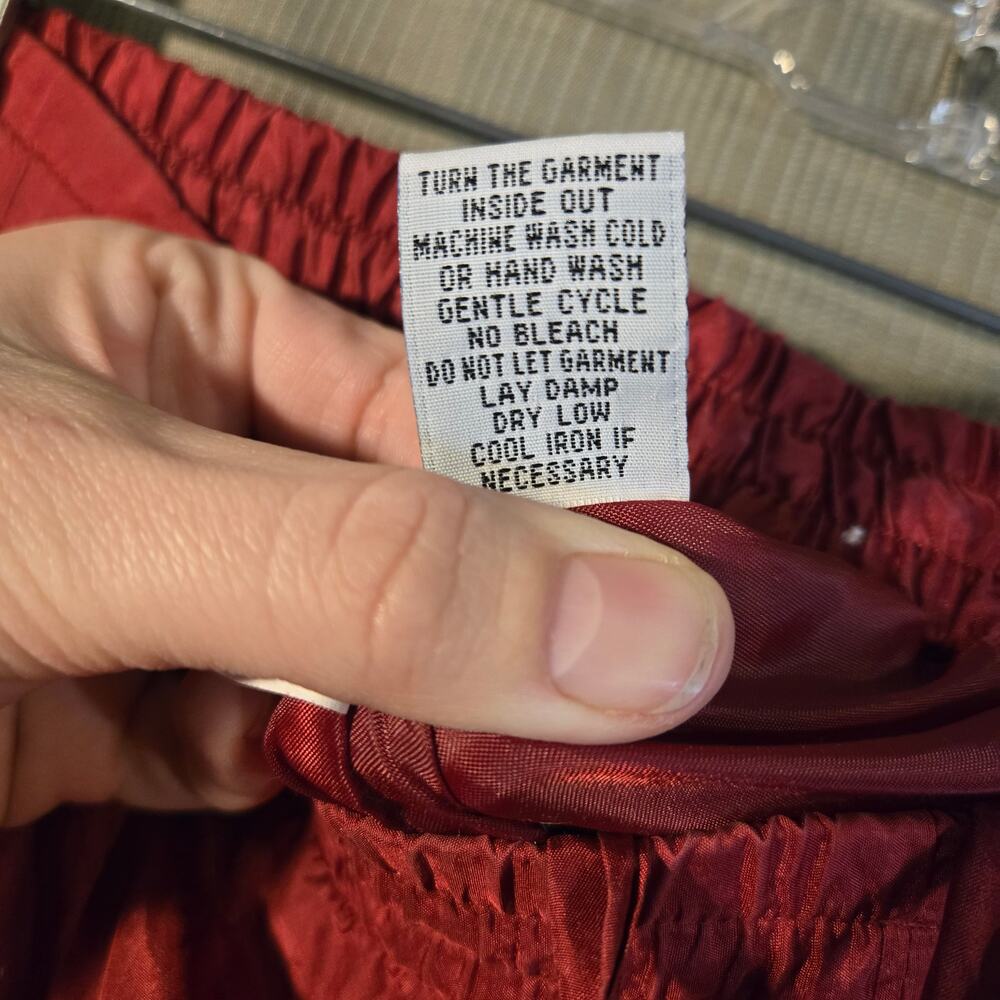 Vintage 2X Premium 100% Silk Red Pull On Pants/Trousers [0460] - Picture 9 of 10